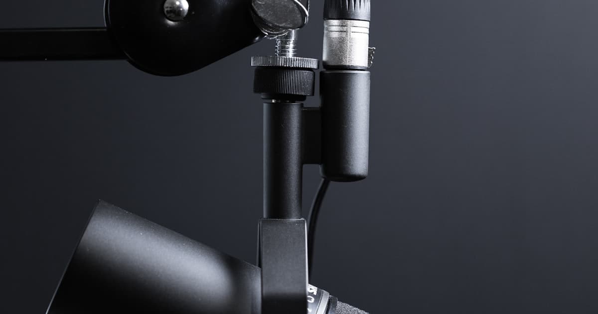 Podcast microphone and recording setup for starting a purpose-driven podcast in a studio environment